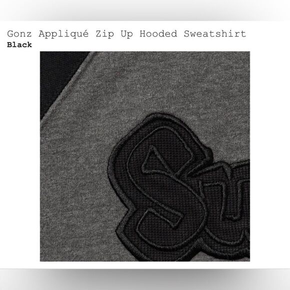 Gonz Appliqué Zip Up Hooded Sweatshirt “black” - Picture 1 of 4